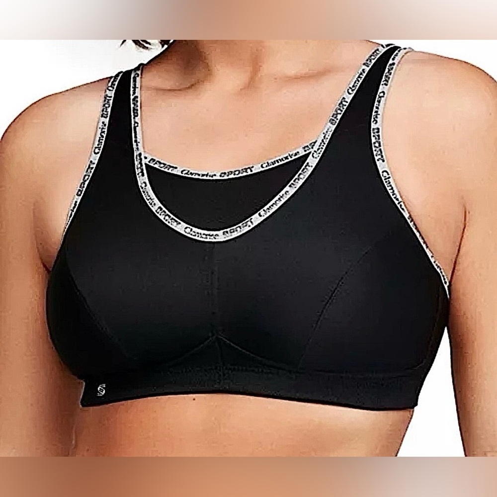 Glamorise No-Bounce Camisole Wire-free Sports Bra Black and White NWOT 38DD 38E